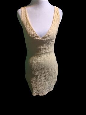 Sleeveless Cream Textured Mini Dress